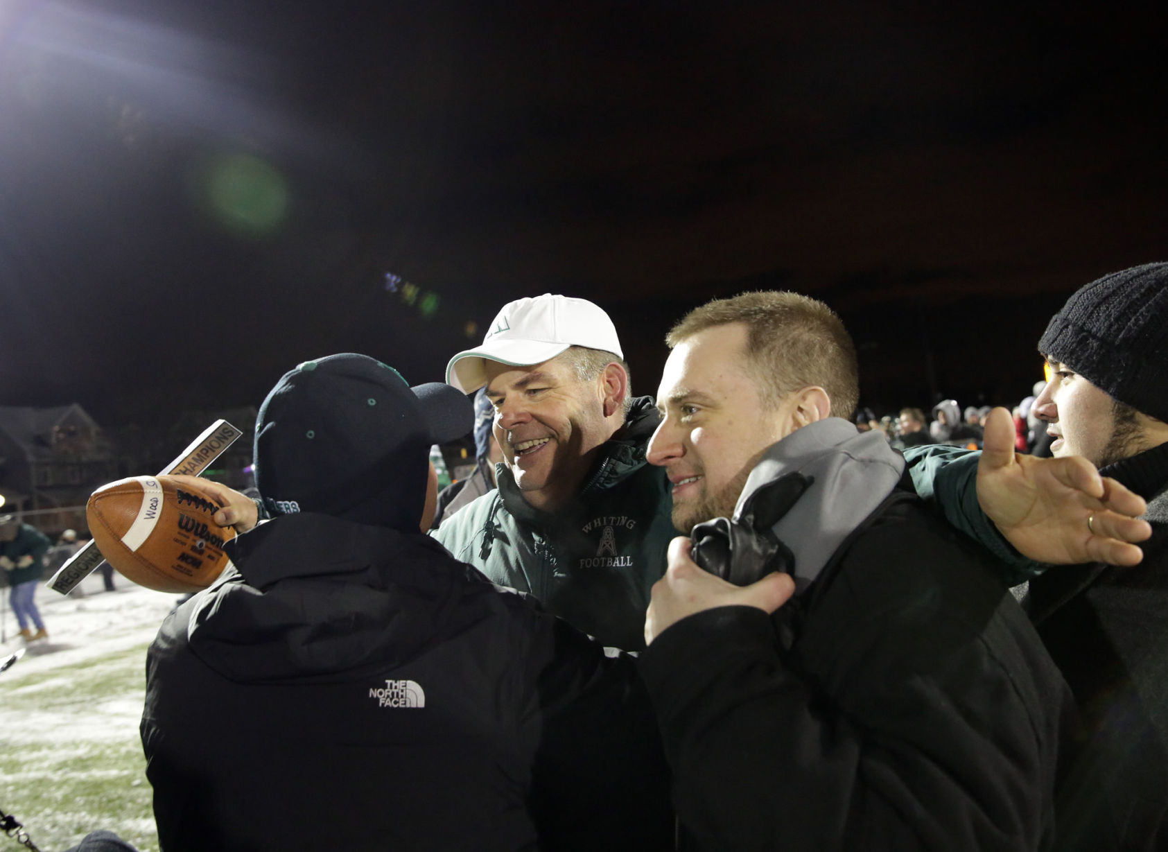 Whiting coach Jeff Cain celebrates Oilers first trip to state